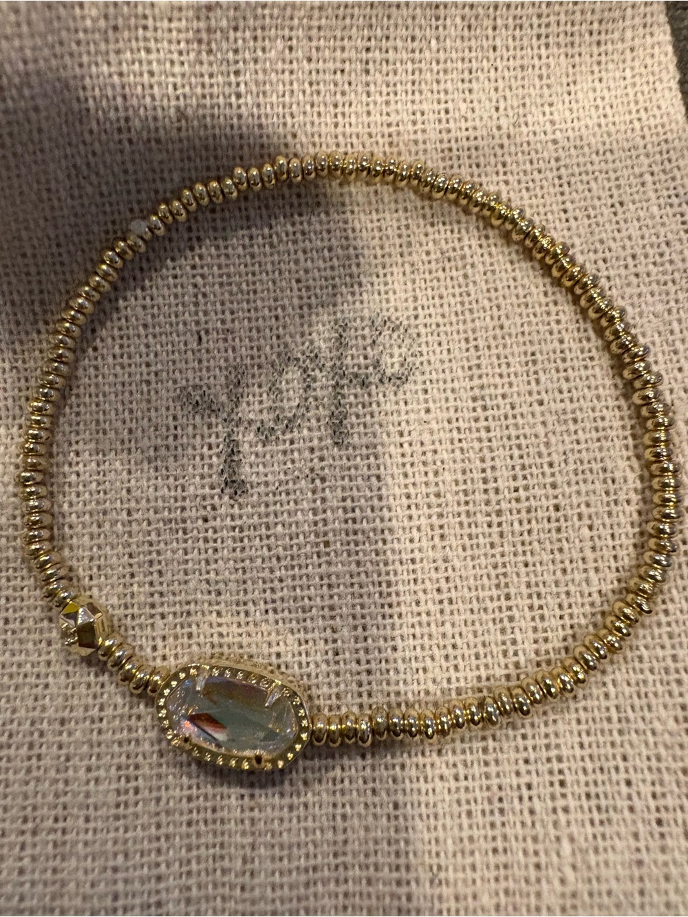 Kendra Scott Elisa Gold Tone Bracelet Iridescent Stone NWOT & branded Gift Box